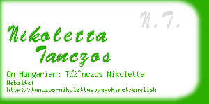 nikoletta tanczos business card